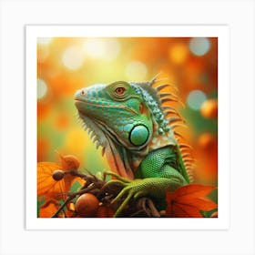 Iguana In Autumn Art Print