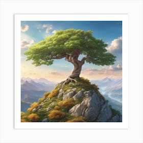 Lone Tree On Top Of Mountain 63 Art Print