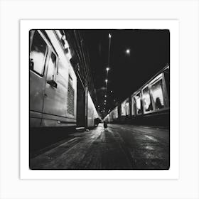 Cat On The Train Tracks Art Print