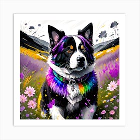 Rainbow Border Collie 3 Art Print