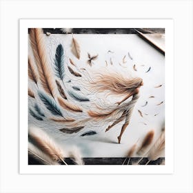 Girl With Feathers Art Print