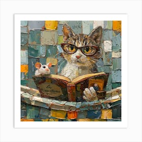 Cat Reading A Book 1 Art Print