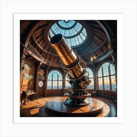 Astronomical Telescope In A Museum Art Print