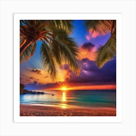 Sunset On The Beach 348 Art Print