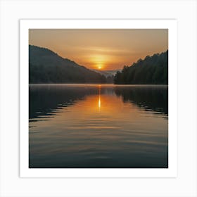 Sunrise Over A Lake Art Print