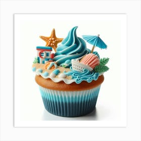 Beach Themed Cupcake 1 Art Print