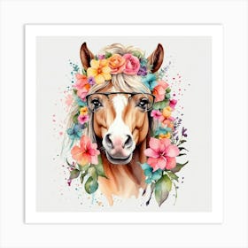 Horse With Flowers 2 Art Print