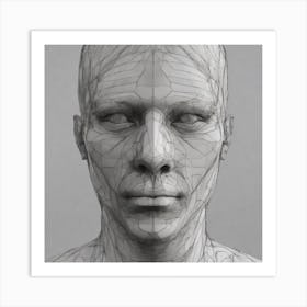 3d Model Of A Human Head 4 Art Print