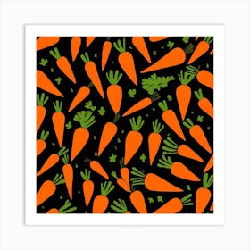 Carrots On Black Background 8 Art Print