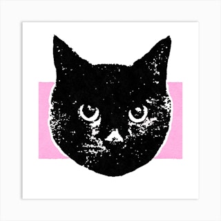 Soft Pink Cat 2 Square Art Print