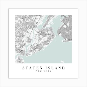 Staten Island New York Street Map Minimal Color Square Art Print