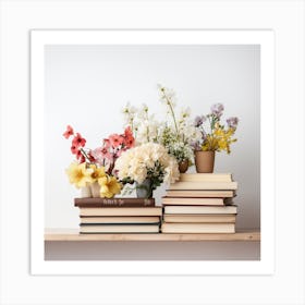 Flowers On Books 3 Art Print