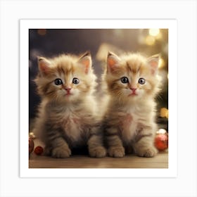 Christmas Kittens Art Print