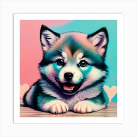 Puppy Painting Pastels Art Print