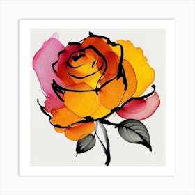 Orange Rose Art Print