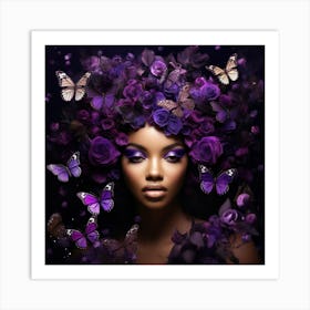 Purple Beauty With Butterflies 7 Art Print