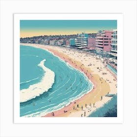 Bondi Beach In Risograph Style Art Print 2 Art Print