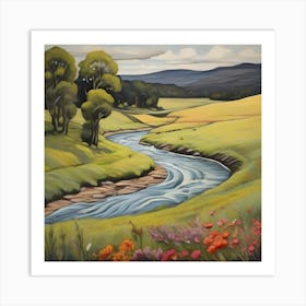 River In The Valley Art Print