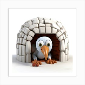 Owl In Igloo Art Print