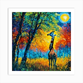 Giraffe In The Forest Art Print