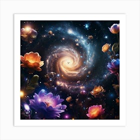 Galaxy Flowers Art Print