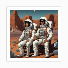 Two Astronauts On Mars Art Print