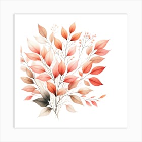 Watercolor Autumn Leaves Art Print