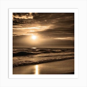 Sunset At The Beach By Robert Mcfly Art Print