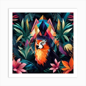 Colorful Parrot In The Jungle Art Print