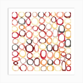 Abstract Warm Watercolor Circles Art Print