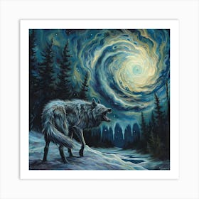 Bigsippah Ethereal Alaskan Wolf Energy Swirl Snarling Wolf Past 46bd5a47 2b0b 4e6f 9863 78e779ab2698 Topaz Enhance 3 Art Print