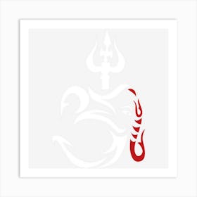 Om Ganesha And Lord Shiva Divine Trident Trishul Art Print