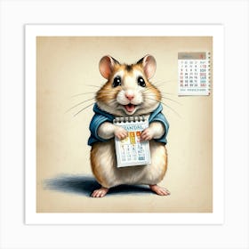 Hamster Holding A Calendar Art Print