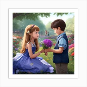 Boy And A Girl Art Print