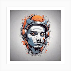 Portrait Of A Man With Headphones Art Print