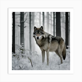 Wolf In The Woods 10 Art Print