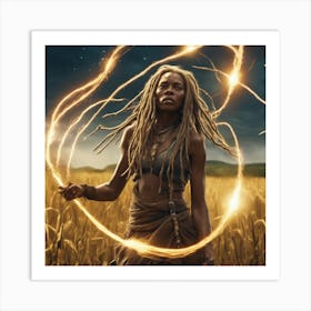 Woman With Dreadlocks In A Field Art Print