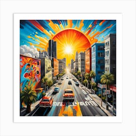 Cruising Down The Street Of Sunshine 1 Art Print