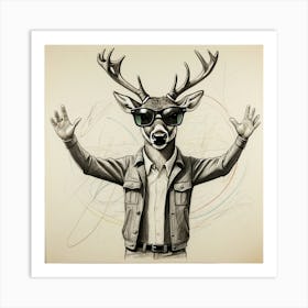 Deer In Sunglasses 14 Art Print