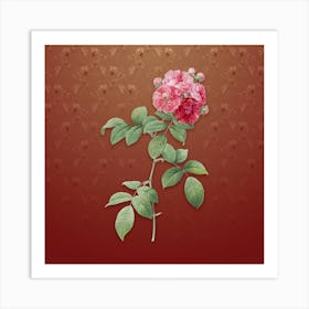 Vintage Seven Sisters Roses Botanical on Falu Red Pattern n.1085 Art Print