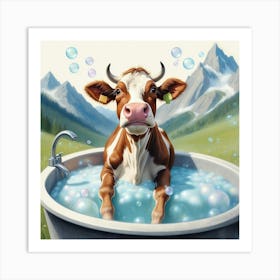 Cow In A Tub 3 Art Print