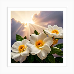 White Flowers In The Sky Art Print