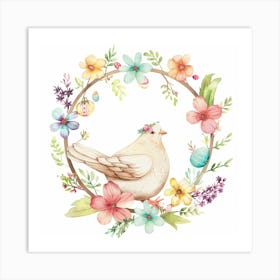 Dove In A Wreath Art Print