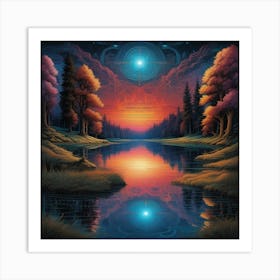 Sunset Over A Lake 1 Art Print