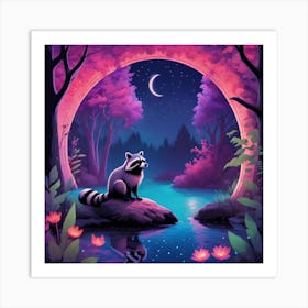 Raccoon In The Forest 4 Art Print