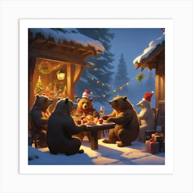 Christmas Bears 1 Art Print