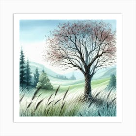 Tree In The Meadow Art Print