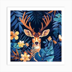 Deer In The Jungle 1 Art Print