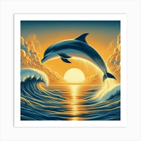 Dolphin Jumping In The Ocean 1 Art Print