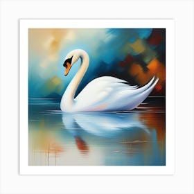 Swan On Water Art Print